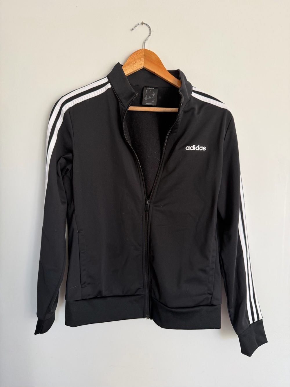 Adidas Black Track Jacket | 3 Stripe Zip Up Athletic Jacket | Size M
